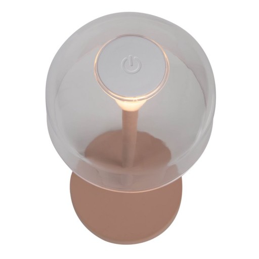 2-er Set LED battery table lamp "Gomba" for outside and inside, made of metal and plastic in Frosted Almond, 18.5 cm high