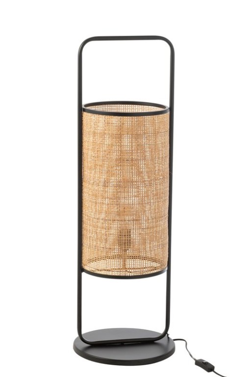 J-Line Table Lamp Elton Metal/Ratan Black/Natural Large