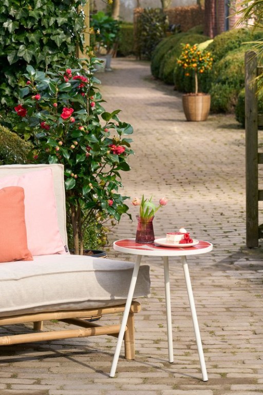 Bologna Side table Outside - H51 x Ø39 cm - Metal - Red