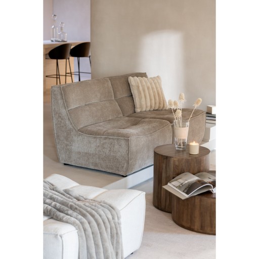 J-Line Poef Grid Populierenhout/Schuim Beige