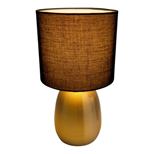 Tischleuchte "AURUM" 33 cm hoch in Gold/schwarz, aus Metall und Textil, mit E14-Fassung, Beleuchtung für Esszimmer, Wohnzimmer, Diele oder Büro