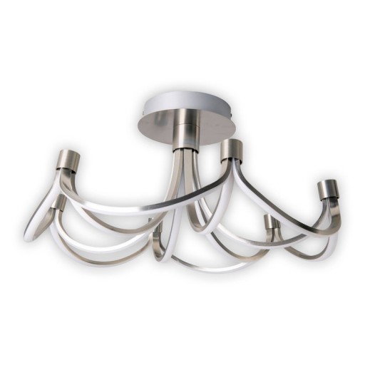 LED ceiling lamp "Festival" Ø 60cm, metal nickel matt and plastic, firmly built -in LEDs, lighting for living room, dining room, office or hallway