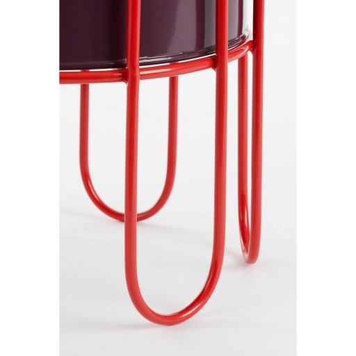 Dione Bloempot op Standaard - Set van 2 - H35 x Ø26 cm - Metaal - Donkerrood, Lichtrood