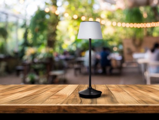 LED Leuchte "EMMI" für Außen und Innen, Tischlampe aus Metall und Kunststoff , mit fest verbauten LEDs, LED Tischlampe für Balkon, Terrasse, Garten, Wohnzimmer, Wintergarten, ca. 38 cm hoch