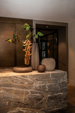 Levente Sand Carved Glass Bowl Shaped Vase Ribbed