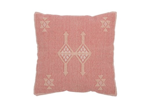 J-Line cushion Diamonds + Arrows - cotton - peach/pink