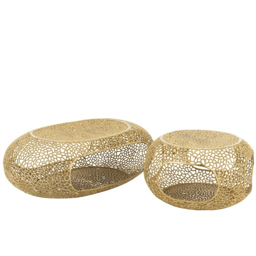 J-Line Salon Table Ovaal aluminium goud bevlekte groot