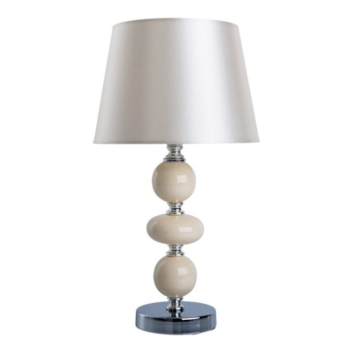 Ceramic table lamp "Araga" 36 cm high, table lamp made of metal, ceramic, with text blades, beige, with E14 socket, lighting for dining room, living room, hallway or office
