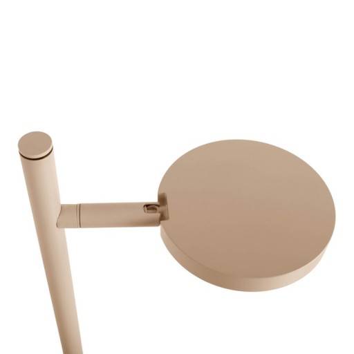 LED cordless table light "Lupa", 45 cm high, made of lacquered aluminum (Frosted almonds, pantone 481 C) and white plastic, LED integrated, dimmable, touch sensor.