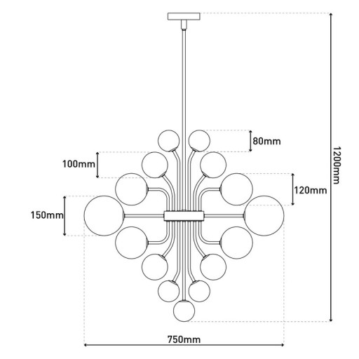 Pendelleuchte "SPHERE" Ø 75cm, au s Metall und Glas mit verschiedenen Strukturen, Beleuchtung für Wohnzimmer, Esszimmer oder Büro.