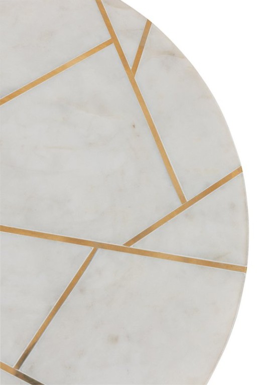 J-Line side table - marble/iron - gold/white