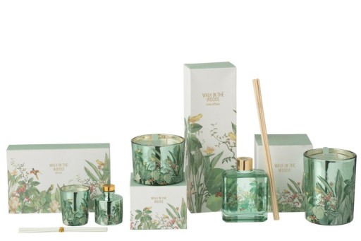 J-Line Geschenkset Geurkaars+Geurolie Walk In The Woods Groen