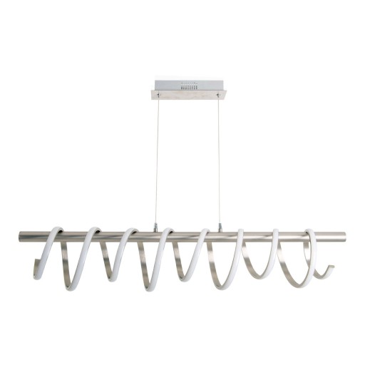 LED -hanglamp "Belleza", moderne metalen slinger lamp en plastic in nikkel mat en wit, met stevig gebouwd -in LED's, 100 cm lang. De ideale verlichting voor woonkamer, eetkamer of keuken.