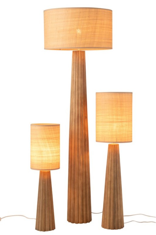J-Line Floor Lamp Umbrella Ailanthus Wood Natural