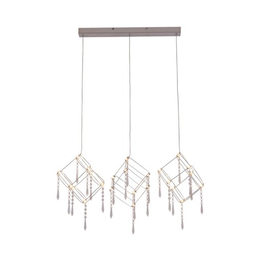 LED pendant lamp "Araneus" metal and plastic in chrome, with firmly built -in LEDs, 80 cm long, lighting for living room, dining room or office