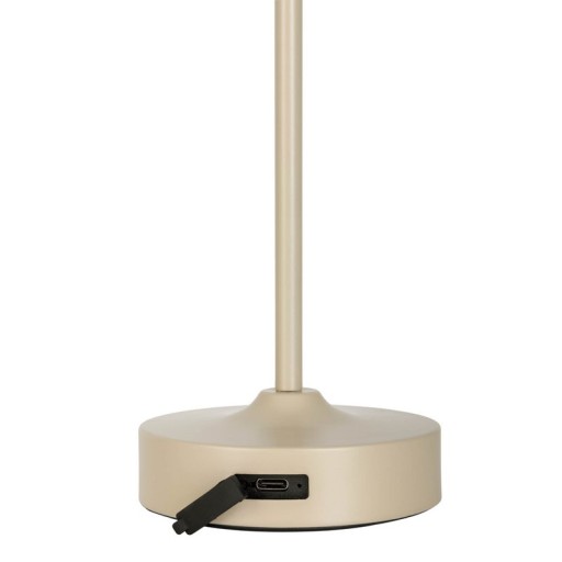 LED battery/ table lamp "Pina" 30 cm high, made of metal (beige) and glass (white), integrated LEDs, warm white