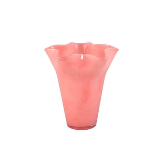 Macarena Dark Pink Glass Round Vase Wavy High S