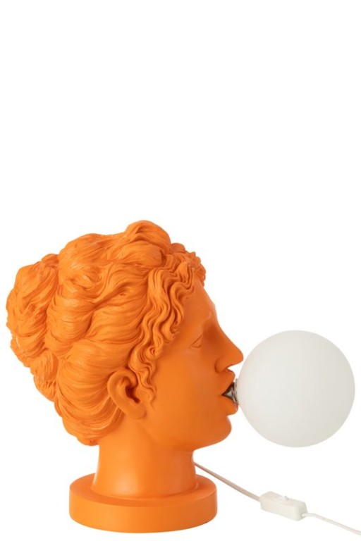 J-Line Table Lamp Lady Head Resin Orange