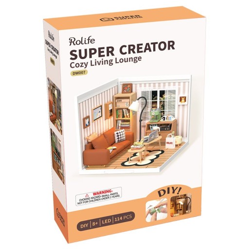 DIY Huisje Super Creator Cozy Living Lounge, Robotime, DW007, 16,3x16,3x15,2cm