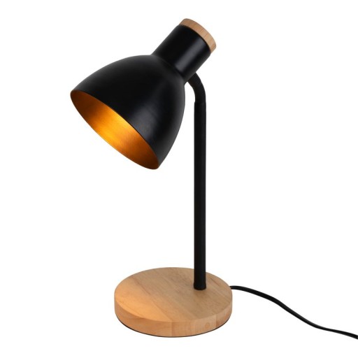 "Marie" desk lamp made of metal and wood, E14, black, 36.5 cm high