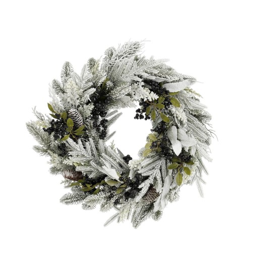 Vesper Kerstkrans met Dennenappels - H13 x Ø50 cm - Zwart