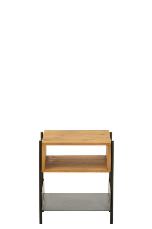 J-Line Tina bedside table - wood/metal - natural/black