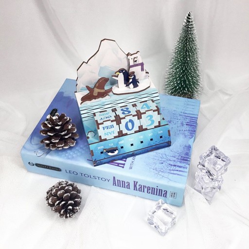 DIY Houten Puzzel Kalender, Date at Glaciers, Tone-Cheer, TQ002, 10,4x8,9x11,8cm