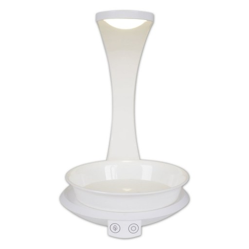 LED plant tablet light 24 cm high, made of metal and plastic in white, with integrated LED