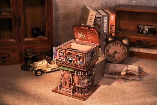 Tone-Cheer DIY 3D Houten Puzzel Desk Bin, Punk Bar, TQ183,15x14x25cm