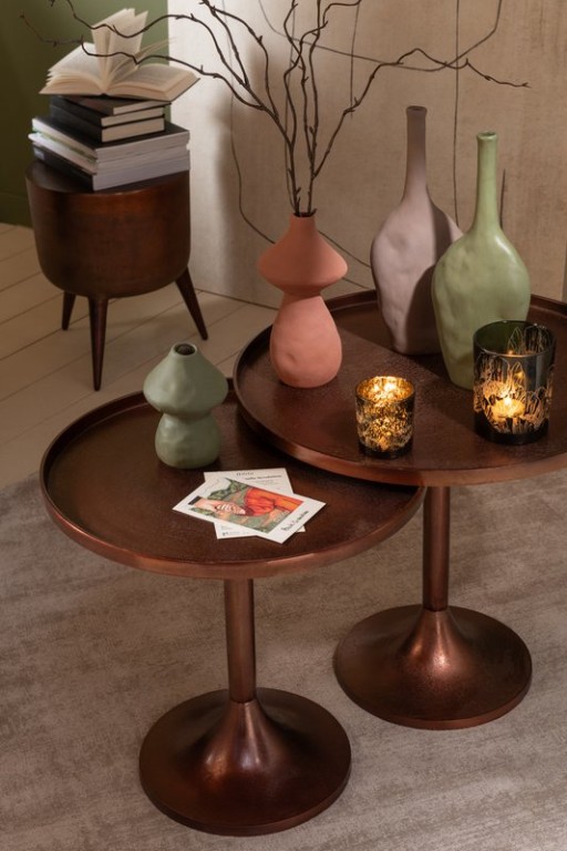 J-Line Set Van 2 Tafels Aluminium Brons