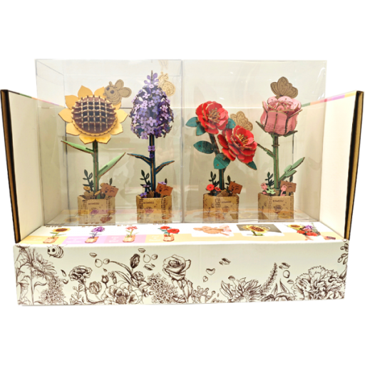 Robotime, DIY Houten Bloem Pink Rose, Roze Roos, TW041, 8,5x6,5x21cm