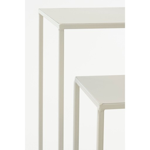 Quinty Bijzettafel - Set van 3 - L30 x B30 x H70 cm - Metaal - Off-white