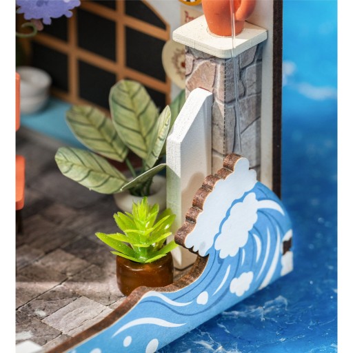 Robotime, DIY Huisje, Sea Holiday Restaurant, DS039, 10x9,x13cm