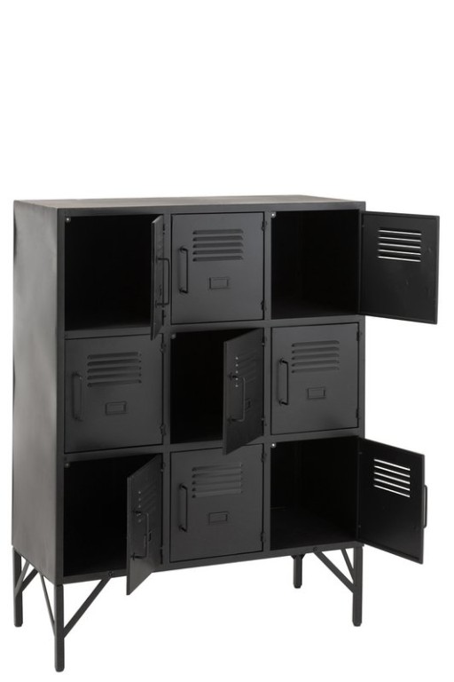 J-Line Cabinet 9 Doors Metal Black