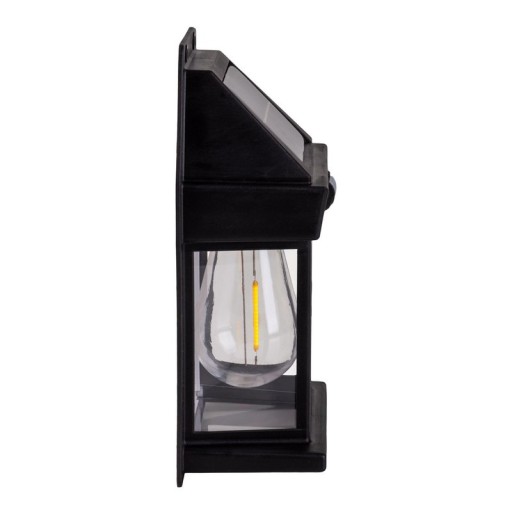 2 Set solar wall lamp "Mira" approx. 17 cm high, made of black weatherproof plastic, integrated LED in warm white, including motion detector and twilight sensor