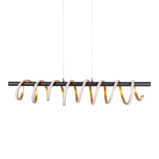 LED -hanglamp "Belleza", moderne metalen hanglamp en plastic zwart, goud en wit, met stevig ingebouwde LED's, 100 cm lang. De ideale verlichting voor woonkamer, eetkamer of keuken.