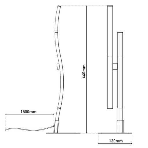 LED Tischleuchte "Onda", Tischlampe aus Metall und Kunststoff in Schwarz,, mit fest verbauten LEDs, Beleuchtung für Wohnzimmer, Büro oder Nachttisch 44 cm hoch
