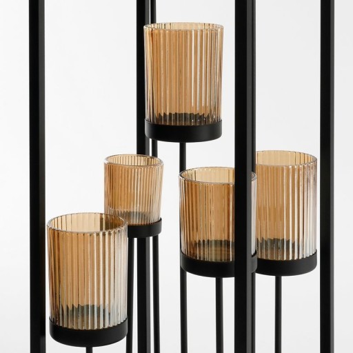 Lomond Candle Holder - L21 x W21 x H61 cm - Metal - Black, Gold