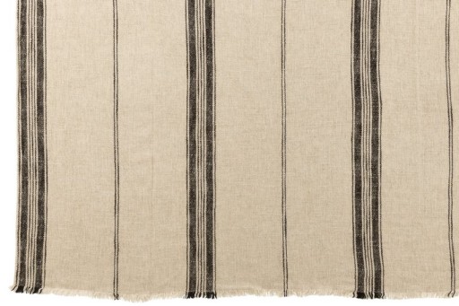 J-Line Plaid met lijnen - katoen - beige - 176 x 130 cm