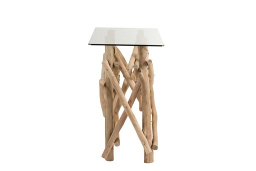 J-Line Console Rectangle Branches Wood/Glass Natural