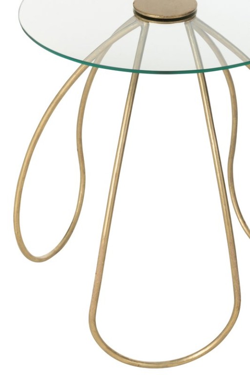 J-Line table Round - metal/glass - gold - 2 pieces