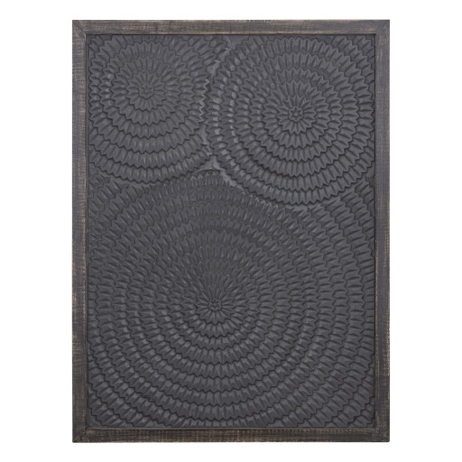 Levya Black Wooden Rect Wall Panel Round Pattern | Rechthoekig Houten Wandpaneel 105x78 cm - Product afbeelding