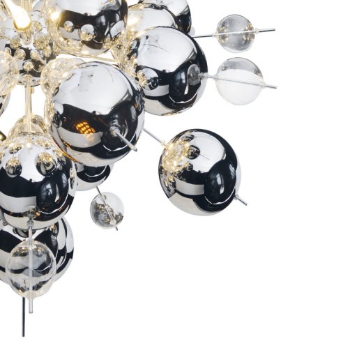 Pendelleuchte "EXPLOSION" chrom aus Metall und Glas, G9 Fassungen, Hängelampe für Esszimmer, Wohnzimmer, Diele oder Büro, Øca. 65 cm