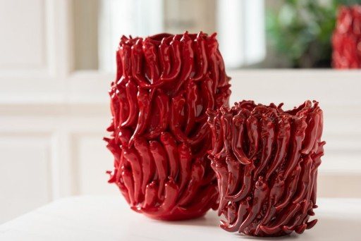 J -Line Vase Peppers - Porcelain - Red - Extra Large - 45 cm high