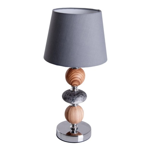 Ceramic table lamp "Araga" 36 cm high, table lamp made of metal, wood and marble, with text blades, gray, with E14 socket, lighting for dining room, living room, hallway or office