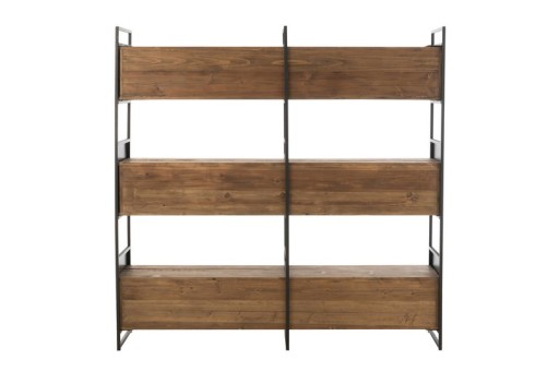 J-Line Rack Recycled Wood/Metal Black/Natural Large