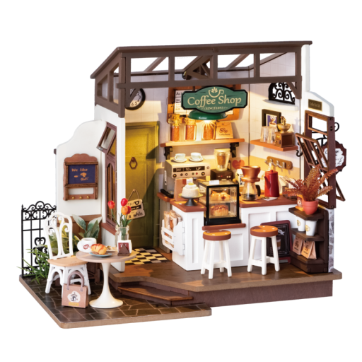 DIY Huisje Slow Life Café, Robotime, DG162, 25x15x19,5cm