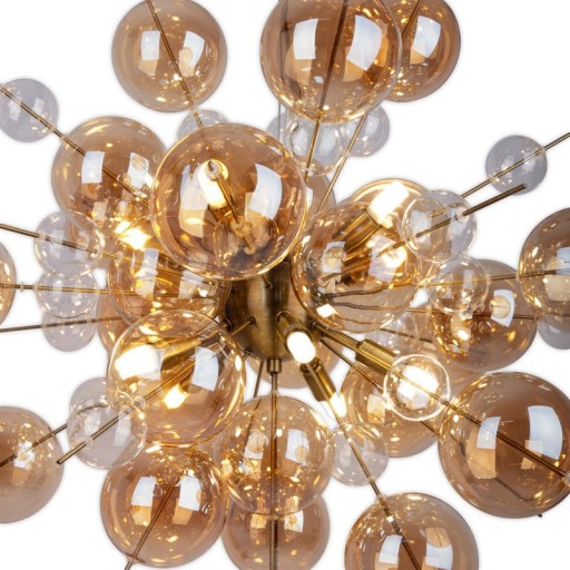 Pendelleuchte "EXPLOSION" amber aus Metall und Glas, G9 Fassungen, Hängelampe für Esszimmer, Wohnzimmer, Diele oder Büro, Hängelampe Øca. 65 cm