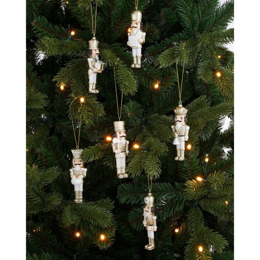 Kerst Ornament Notenkraker - Set 6 stuks - L4 x B2 x H11 cm - Polyester - Goud