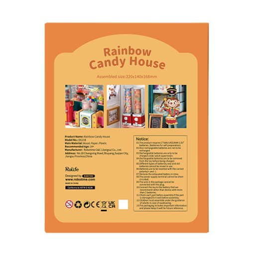 DIY House Rainbow Candy House, Robotime, DG158, 22x14x16.8cm